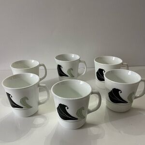 Vintage 90's Corelle Corningware Black Orchid Discontinued Pattern Cup Set of 6